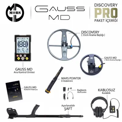 Mars MD Gauss MD Çift Yuvarlak Başlıklı DSP Dijital Dedektör Tam Set (Pinpointer ve Kablosuz Kulaklıklı) görsel 3