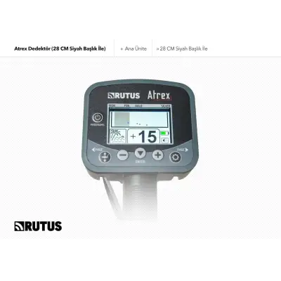 Rutus Atrex Seçilebilir Frekanslı Gelişmiş Define Dedektörü (28 cm DD Başlıklı)