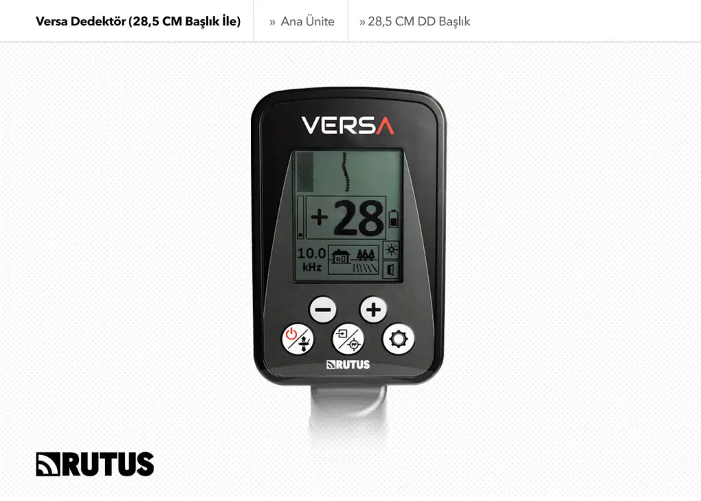 Rutus Rutus Versa Su Geçirmez Çoklu Frekans Define Dedektörü (28,5 cm DD Başlıklı)
